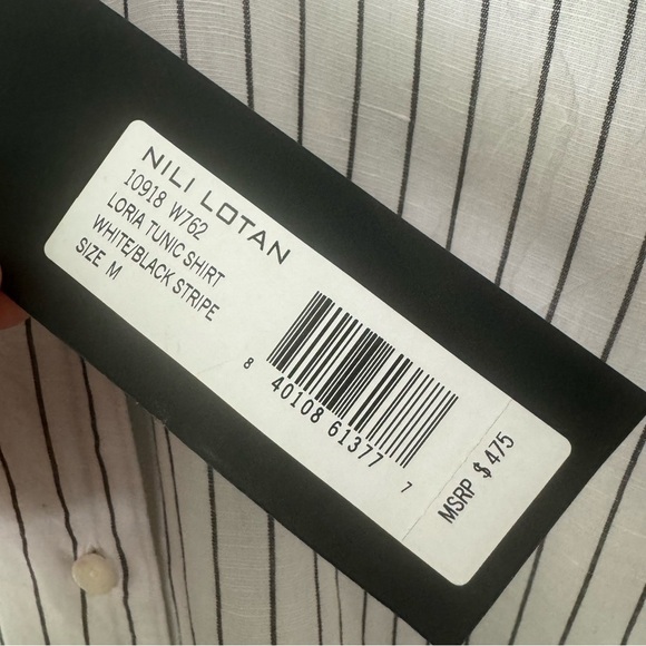 NILI LOTAN Loria Tunic Shirt Dress WITH ORIGINAL TAG Linen Cotton Stripe Size M - Picture 4 of 16